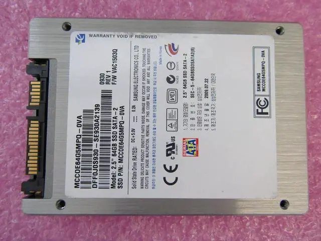 Main image of MCC0E64G5PQ-0VA Samsung 64GB SATA 2.5'' SOLID STATE DRIVE