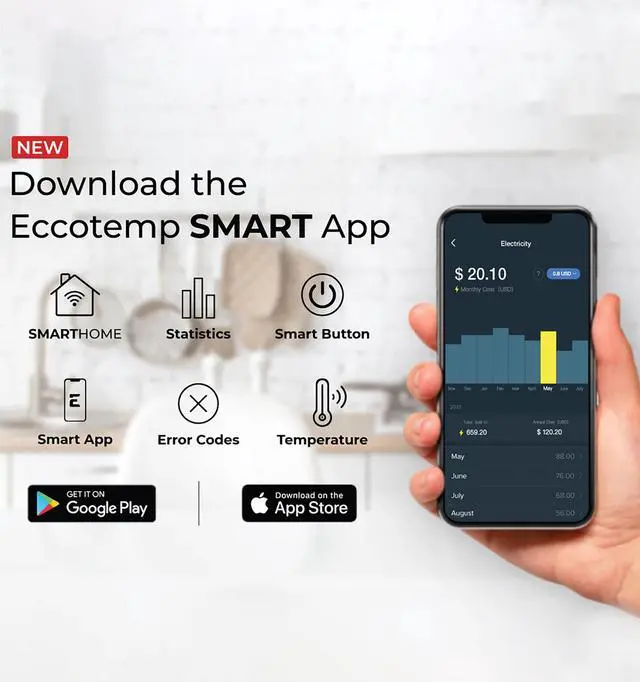 Alt view image 6 of 7 - Eccotemp ESH 2.5 SmartHome 2.5 Gallon Mini Tank Water Heater with Voice Commands