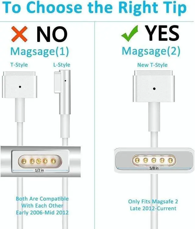 Alt view image 3 of 6 - OEM for CH-Apple Mac Book Air Charger - 45W Magnetic(2 T-Tip ) Power Adapter,Compatible with Mac Book Air 11 & 13 inch (Between 2012-2017)  A1435, A1436, A1465, A1466 - AC Power Supply Cord