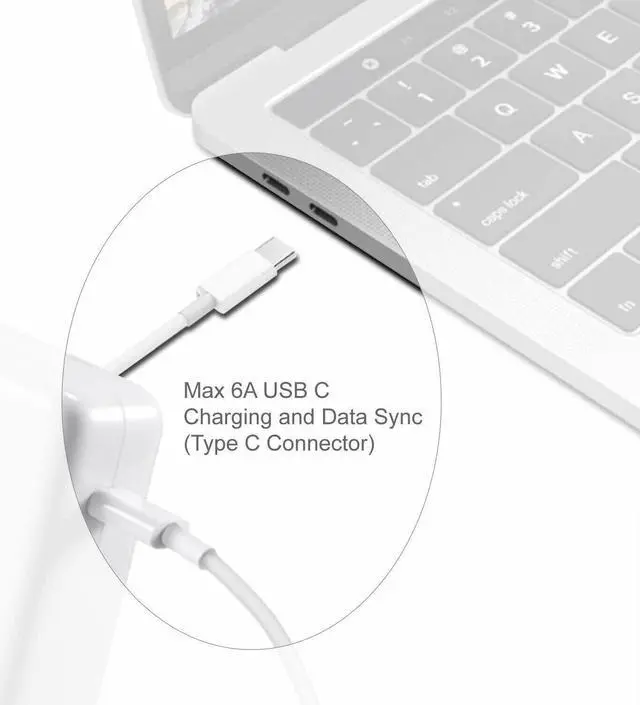 Alt view image 3 of 6 - OEM for CH-Apple 61W USB-C Power Adapter,for MacBook Pro/Air 13/14 Inch, for MacBook 12 Inch, Included USB-C to USB-C Charge Cable (6.6ft/2m)