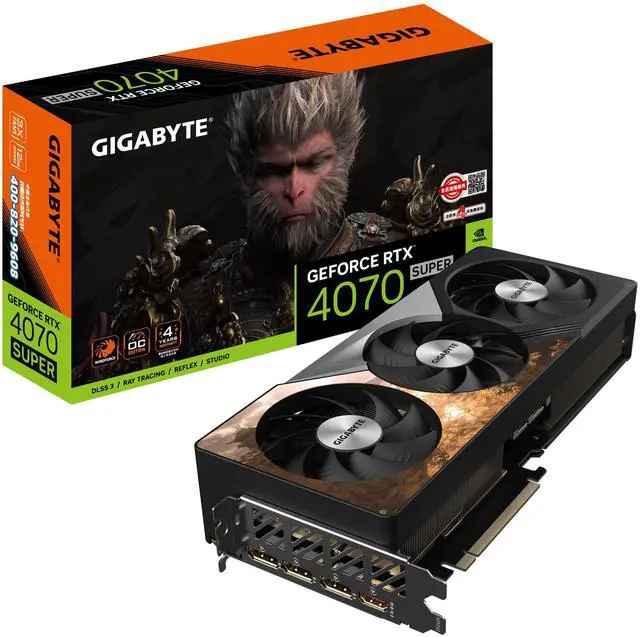 Alt view image 7 of 7 - GIGABYTE GeForce RTX 4070 SUPER GAMING OC 12G WUKONG EDITION Graphics Card, 3x WINDFORCE Fans, 12GB 192-bit GDDR6X, GV-N407SWUKONG OC-12GD  Video Card