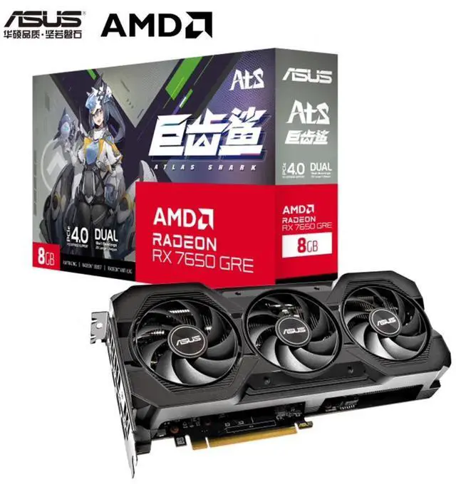 Main image of ASUS ATS Radeon RX 7650 GRE Graphics Card, gaming video card , 8GB GDDR6 128 bit 2775 MHz 18 Gbps, PCI-Express 4.0 - ATS-RX7650GRE-O8G