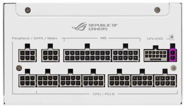 Alt view image 6 of 7 - ASUS ROG STRIX 1000W Platinum Snow Edition,Gallium Nitride (GaN) ,80PLUS PLATINUM Certified Full Modular, Compatible with PCIe Gen 5.1 and  ATX 3.1 Power Supply, White PSU -ROG-STRIX-1000P-GAMING-Snow