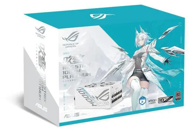 Alt view image 7 of 7 - ASUS ROG STRIX 1000W Platinum Snow Edition,Gallium Nitride (GaN) ,80PLUS PLATINUM Certified Full Modular, Compatible with PCIe Gen 5.1 and  ATX 3.1 Power Supply, White PSU -ROG-STRIX-1000P-GAMING-Snow