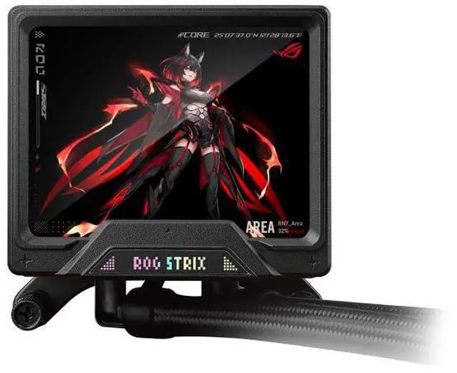 Alt view image 4 of 7 - ASUS ROG STRIX RO JI EDITION 360 ARGB LCD All-in-one Liquid CPU Cooler With 3.5 LCD, ASUS InfoHub Custom Animation, Asetek Pump, 3x ROG 120mm Radiator Magnetic Daisy-Chainable ARGB Fans