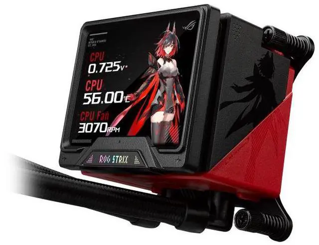 Alt view image 5 of 7 - ASUS ROG STRIX RO JI EDITION 360 ARGB LCD All-in-one Liquid CPU Cooler With 3.5 LCD, ASUS InfoHub Custom Animation, Asetek Pump, 3x ROG 120mm Radiator Magnetic Daisy-Chainable ARGB Fans