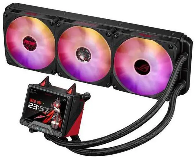 Alt view image 3 of 7 - ASUS ROG STRIX RO JI EDITION 360 ARGB LCD All-in-one Liquid CPU Cooler With 3.5 LCD, ASUS InfoHub Custom Animation, Asetek Pump, 3x ROG 120mm Radiator Magnetic Daisy-Chainable ARGB Fans