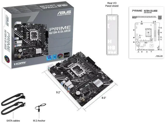 Alt view image 7 of 7 - ASUS PRIME H610M-K D4 ARGB Intel H610 (LGA 1700) micro-ATX motherboard with DDR4, PCIe 4.0, M.2 slot, Realtek 1 Gb Ethernet,Two-Way AI Noise Cancelation, Aura Sync