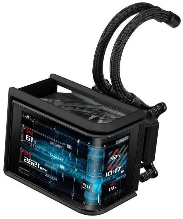 Alt view image 4 of 7 - ASUS ROG Ryuo IV SLC 360 ARGB All-in-one AIO Liquid CPU Cooler ,3D visual effects, curved 6.67'' AMOLED screen and ROG AF 12C ARGB fan, for AMD AM4/AM5 & Intel LGA1851/1700 Compatible