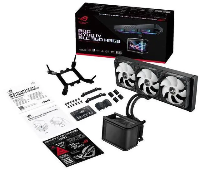 Alt view image 7 of 7 - ASUS ROG Ryuo IV SLC 360 ARGB All-in-one AIO Liquid CPU Cooler ,3D visual effects, curved 6.67'' AMOLED screen and ROG AF 12C ARGB fan, for AMD AM4/AM5 & Intel LGA1851/1700 Compatible