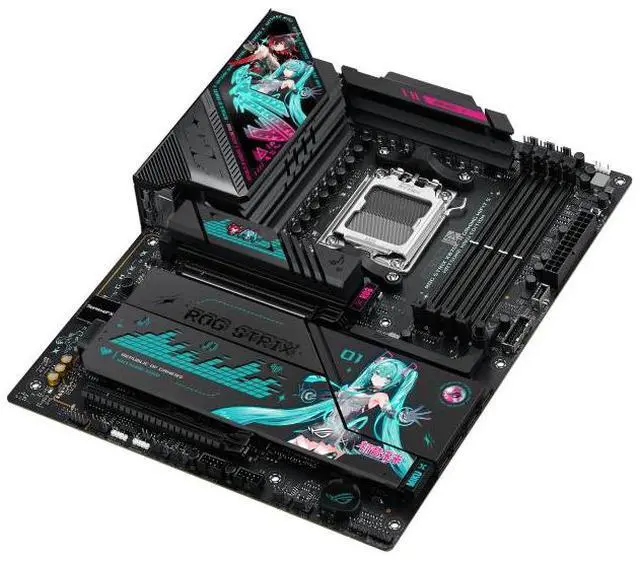 Alt view image 3 of 7 - ASUS ROG STRIX X870E -H GAMING WIFI7 S RO JI x HATSUNE MIKU Edition AMD AM5 X870 ATX motherboard,16+2+1 80A power stages,DDR5,PCIe 5.0 x16, 4x M.2 , Wi-Fi 7,5 Gb LAN,2xUSB4, USB Type-C, BIOS FlashBack
