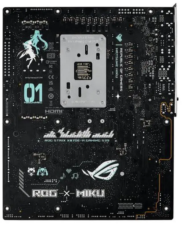 Alt view image 5 of 7 - ASUS ROG STRIX X870E -H GAMING WIFI7 S RO JI x HATSUNE MIKU Edition AMD AM5 X870 ATX motherboard,16+2+1 80A power stages,DDR5,PCIe 5.0 x16, 4x M.2 , Wi-Fi 7,5 Gb LAN,2xUSB4, USB Type-C, BIOS FlashBack