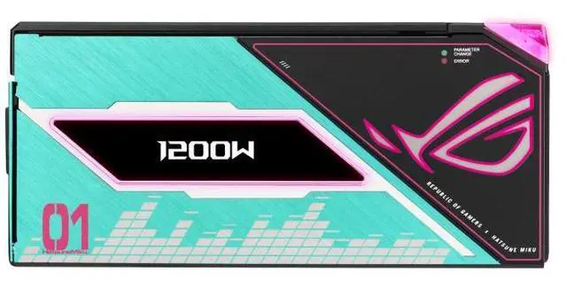 Alt view image 2 of 7 - ASUS ROG Thor 1200W Platinum III RO JI x HATSUNE MIKU Edition PSU (80 PLUS Platinum Certified, ATX 3.1, GaN MOSFET, GPU-First Intelligent Voltage Stabilizer, Magnetic OLED Display, Turbo Mode) - RO JI