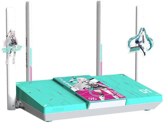 Main image of ASUS TX II Hatsune Miku Edition Gaming Router, AiMesh networking signal for full home coverage, supports 4K-QAM technology, MLO dual-band aggregation technology, 2.5G port, 3x1G Ethernet ports