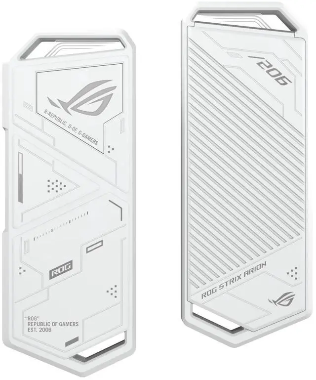 Alt view image 2 of 4 - ASUS ROG STRIX Arion White Aluminum Alloy M.2 NVMe SSD External Portable Enclosure Case Adapter, USB 3.2 Gen 2 Type-C (10 Gbps), USB-C to C and USB-C to A Cables, Fits PCIe 2280/2260/2242/2230 M Key/B
