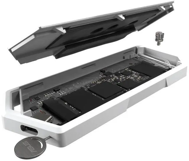 Alt view image 4 of 4 - ASUS ROG STRIX Arion White Aluminum Alloy M.2 NVMe SSD External Portable Enclosure Case Adapter, USB 3.2 Gen 2 Type-C (10 Gbps), USB-C to C and USB-C to A Cables, Fits PCIe 2280/2260/2242/2230 M Key/B