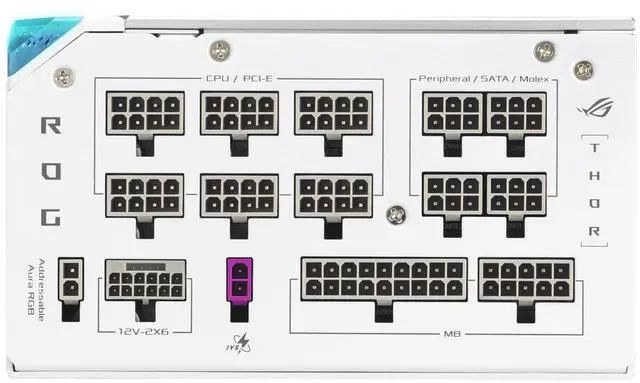 Alt view image 6 of 6 - ASUS ROG Thor 1200W Platinum III White Edition PSU (80 PLUS Platinum Certified, ATX 3.1, GaN MOSFET, GPU-First Intelligent Voltage Stabilizer, Magnetic OLED Display, Turbo Mode)