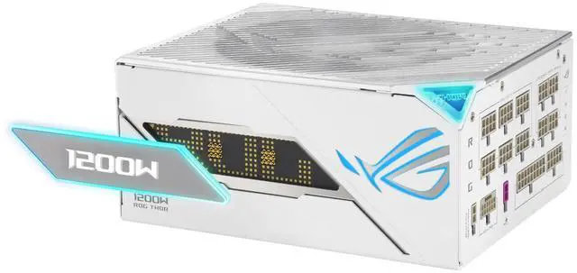 Alt view image 3 of 6 - ASUS ROG Thor 1200W Platinum III White Edition PSU (80 PLUS Platinum Certified, ATX 3.1, GaN MOSFET, GPU-First Intelligent Voltage Stabilizer, Magnetic OLED Display, Turbo Mode)