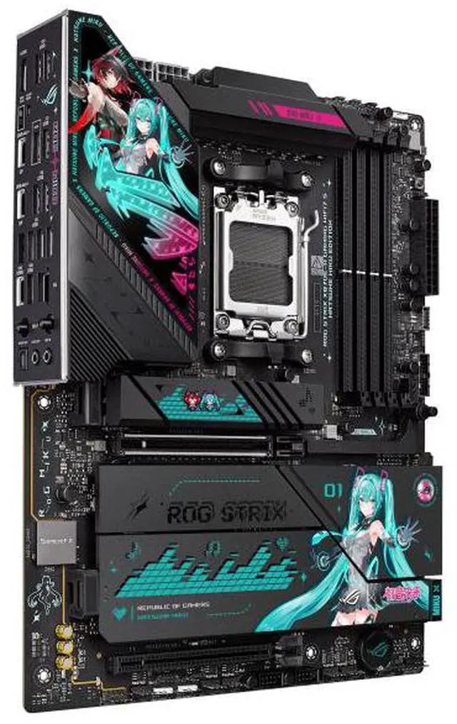 Alt view image 3 of 7 - ASUS ROG STRIX X870E -H GAMING WIFI7 S RO JI x HATSUNE MIKU Edition AMD AM5 X870 ATX motherboard,16+2+1 80A power stages,DDR5,PCIe 5.0 x16, 4x M.2 , Wi-Fi 7,5 Gb LAN,2xUSB4, USB Type-C, BIOS FlashBack