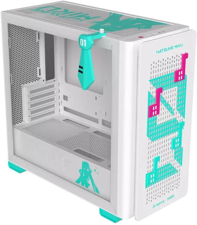 Alt view image 2 of 4 - ASUS TX A23 Hatsune Miku Edition Micro ATX Computer Case with Custom Earphone Clip / Supports BTF Motherboards 360mm Water Cooling Radiator380mm Top-Tier Graphics Card