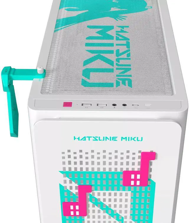 Alt view image 4 of 4 - ASUS TX A23 Hatsune Miku Edition Micro ATX Computer Case with Custom Earphone Clip / Supports BTF Motherboards 360mm Water Cooling Radiator380mm Top-Tier Graphics Card