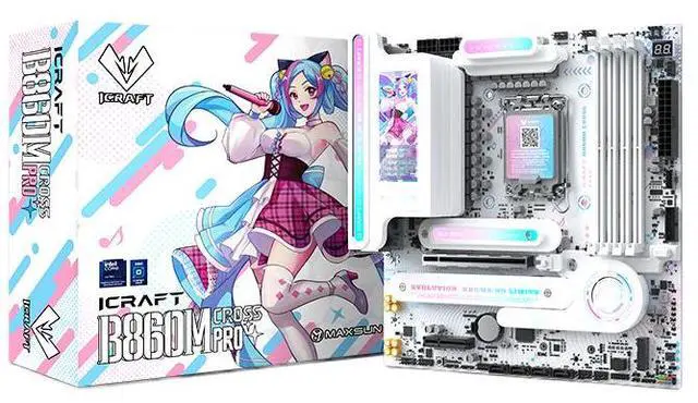 Main image of MAXSUN iCraft B860M CROSS PRO Intel B860 (LGA1851) mATX Motherboard, Onboard LED display, PCIe 5.0, M.2 slots, DDR5, 5G wired network,Wi-Fi 7, USB4® 40G