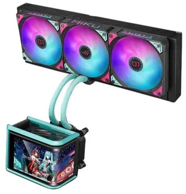 Main image of ASUS ROG Ryuo IV SLC 360 ARGB MIKU Edition All-in-one AIO Liquid CPU Cooler, 200mm short water,curved 6.67'' AMOLED screen, 3D visual effects, AMD AM4/AM5 & Intel LGA1851/1700