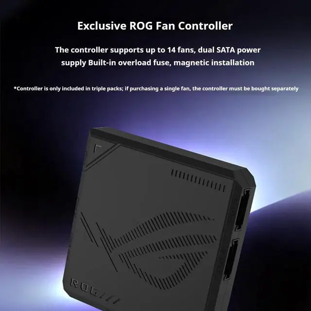 Alt view image 7 of 7 - ASUS ROG Eurux GR120 ARGB Case Fan 1Pack, Reverse Airflow Model,2600 RPM, 4.5 mmHO static pressure, 85 CFM airflow, daisy-chain cable design, three independent lighting zones,10 lighting effect modes