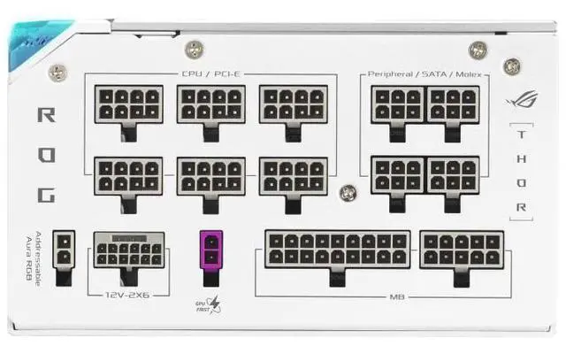 Alt view image 6 of 7 - ASUS ROG Thor 1200W Platinum III ROG Equalizer White Edition PSU (2026)(80 PLUS Platinum Certified, ATX 3.1, GaN MOSFET, GPU-First Intelligent Voltage Stabilizer, Magnetic OLED Display, Turbo Mode)