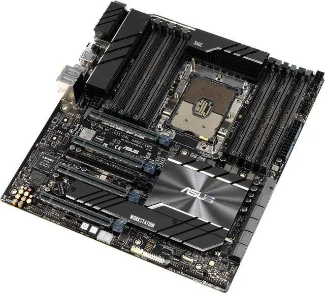Alt view image 3 of 5 - ASUS Pro WS C621-64L SAGE/10G Intel LGA 3647 CEB Workstation Motherboard with Dual Intel 10G LAN and Support for 4 GPUs, 12 DIMMs, 10 SATAs, M.2, USB 3.2 Gen 2