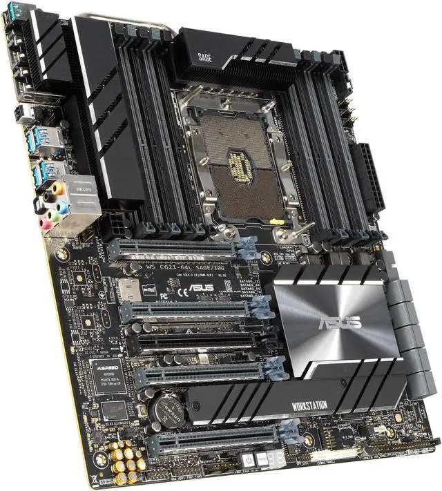 Main image of ASUS Pro WS C621-64L SAGE/10G Intel LGA 3647 CEB Workstation Motherboard with Dual Intel 10G LAN and Support for 4 GPUs, 12 DIMMs, 10 SATAs, M.2, USB 3.2 Gen 2