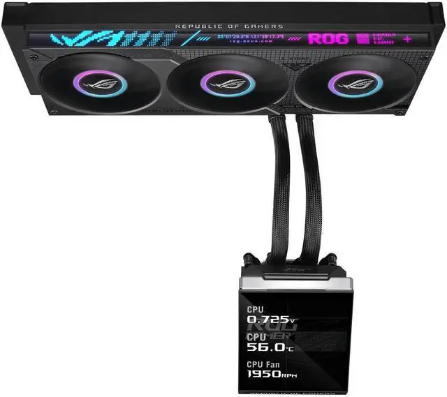 Alt view image 3 of 5 - ASUS ROG Strix SLC IV 360 ARGB LCD All-in-One (AIO) Liquid CPU Cooler 250mm short tube, AIO Q-Connector wireless cooling technology,5.08" IPS display ; Supports Intel LGA 1851/1700 & AMD AM5/AM4
