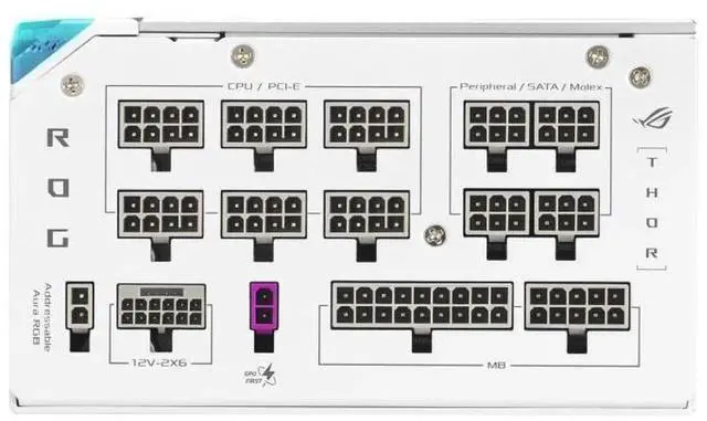 Alt view image 6 of 7 - ASUS ROG Thor 1200W Platinum III ROG Equalizer White Edition PSU (2026)(80 PLUS Platinum Certified, ATX 3.1, GaN MOSFET, GPU-First Intelligent Voltage Stabilizer, Magnetic OLED Display, Turbo Mode)