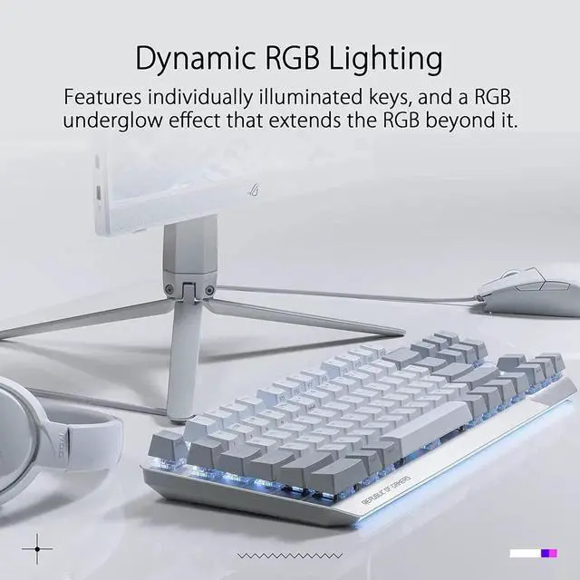 Alt view image 4 of 7 - ASUS X806 ROG Strix Scope NX TKL Moonlight White Wired Mechanical RGB Gaming Keyboard with ROG NX Red Linear Switches