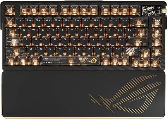 Main image of ASUS ROG 20th Edition Azoth Extreme - Wireless Mechanical Gaming Keyboard - 75% TKL, ROG NX Storm V2 Linear Switch, Aluminum Chassis, Carbon Fiber, Color OLED Screen, PBT Keycaps, Gold/Black