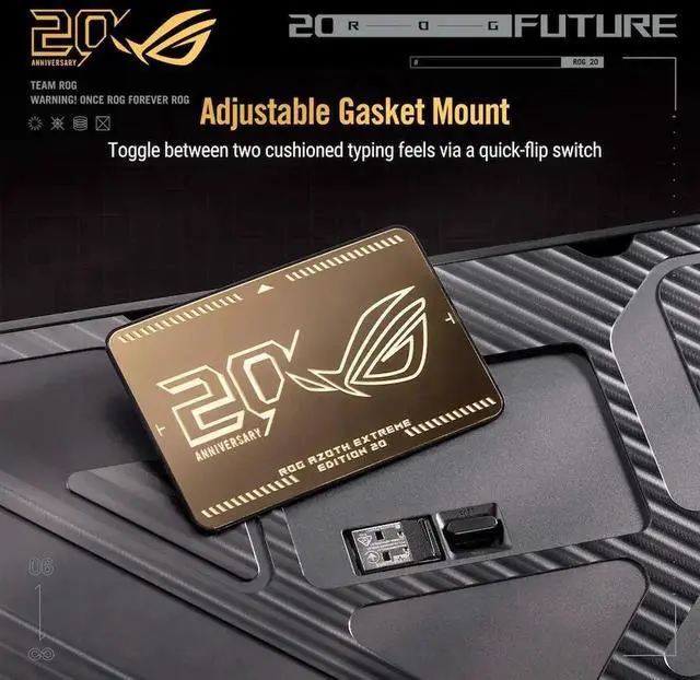 Alt view image 6 of 7 - ASUS ROG 20th Edition Azoth Extreme - Wireless Mechanical Gaming Keyboard - 75% TKL, ROG NX Storm V2 Linear Switch, Aluminum Chassis, Carbon Fiber, Color OLED Screen, PBT Keycaps, Gold/Black