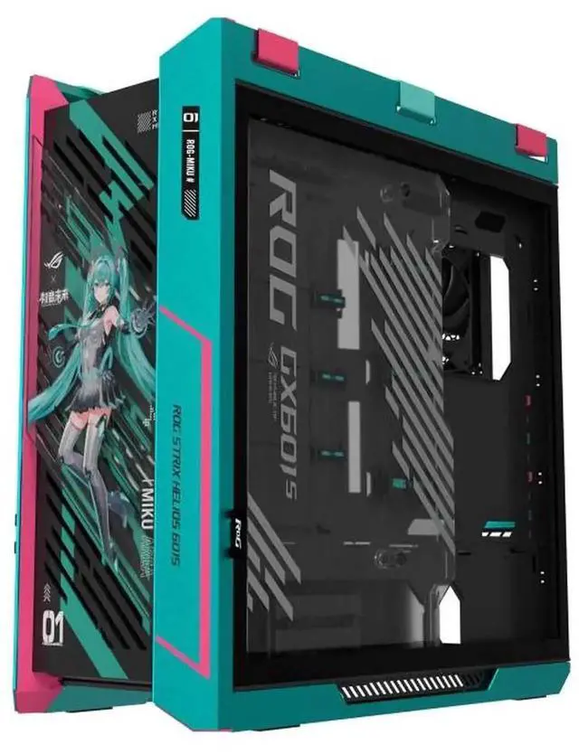 Alt view image 3 of 6 - ASUS ROG Strix Helios GX601S HATSUNE MIKU Edition RGB Mid-Tower Computer Case for up to EATX Motherboards with USB 3.2 Front Panel, Aluminum alloy frame,4 mm high-strength tempered glass