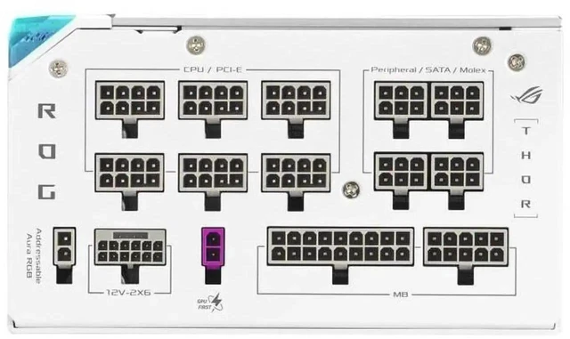 Alt view image 6 of 6 - ASUS ROG Thor 1200W Platinum III ROG Equalizer White Edition PSU (2026)(80 PLUS Platinum Certified, ATX 3.1, GaN MOSFET, GPU-First Intelligent Voltage Stabilizer, Magnetic OLED Display, Turbo Mode)