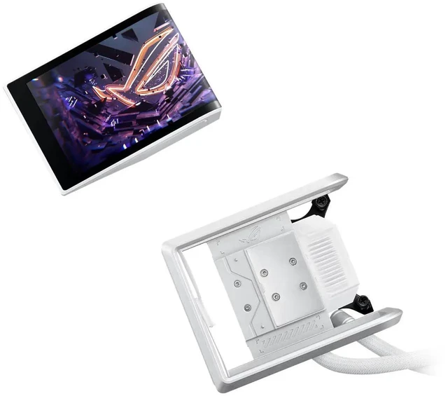 Alt view image 4 of 6 - ASUS ROG RYUO IV 360 ARGB White Edition All-in-one AIO Liquid CPU Cooler, 400mm long water cooling tube, 3D visual effects, curved 6.67'' AMOLED screen, Asetek Gen8 V2,AMD AM4/AM5 & Intel LGA1851/1700