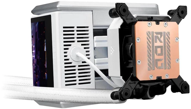 Alt view image 5 of 6 - ASUS ROG RYUO IV 360 ARGB White Edition All-in-one AIO Liquid CPU Cooler, 400mm long water cooling tube, 3D visual effects, curved 6.67'' AMOLED screen, Asetek Gen8 V2,AMD AM4/AM5 & Intel LGA1851/1700