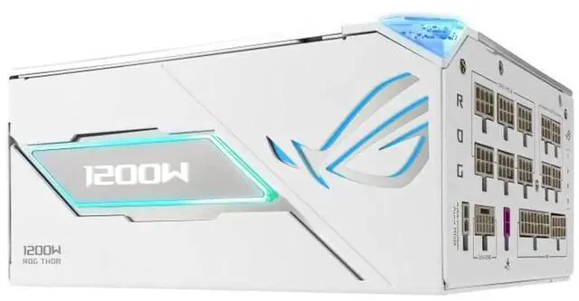 Alt view image 2 of 7 - ASUS ROG Thor 1200W Platinum III WHITE EDITION PSU (80 PLUS Platinum Certified, ATX 3.1, GaN MOSFET, GPU-First Intelligent Voltage Stabilizer, Magnetic OLED Display, Turbo Mode)