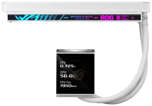 Alt view image 3 of 7 - ASUS ROG Strix LC IV 360 ARGB LCD White Edition All-in-One (AIO) Liquid CPU Cooler 400mm tubing, AIO Q-Connector wireless cooling technology,5.08" IPS display ; Intel LGA 1851/1700 & AMD AM5/AM4