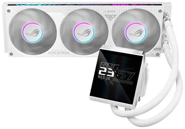 Alt view image 2 of 7 - ASUS ROG Strix LC IV 360 ARGB LCD White Edition All-in-One (AIO) Liquid CPU Cooler 400mm tubing, AIO Q-Connector wireless cooling technology,5.08" IPS display ; Intel LGA 1851/1700 & AMD AM5/AM4