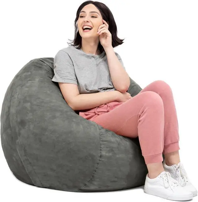 Alt view image 2 of 6 - Jaxx Saxx 3 Foot Round Bean Bag w/ Removable Cover, Charcoal
