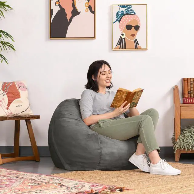 Main image of Jaxx Saxx 3 Foot Round Bean Bag w/ Removable Cover, Charcoal