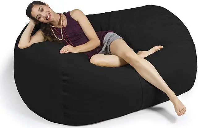 Main image of Jaxx 5.5 Foot Lounger Bean Bag Loveseat, Black