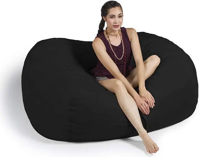 Alt view image 2 of 7 - Jaxx 5.5 Foot Lounger Bean Bag Loveseat, Black