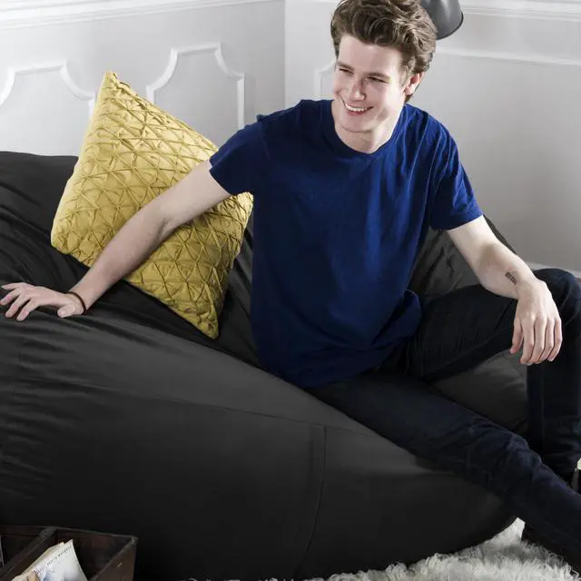 Alt view image 6 of 7 - Jaxx 5.5 Foot Lounger Bean Bag Loveseat, Black