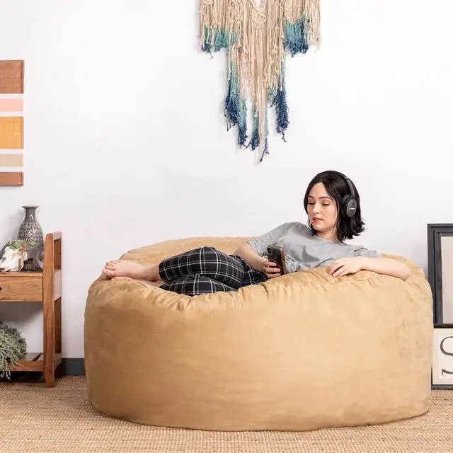 Main image of Jaxx Saxx 5 Foot Large Bean Bag w/ Removable Cover, Camel