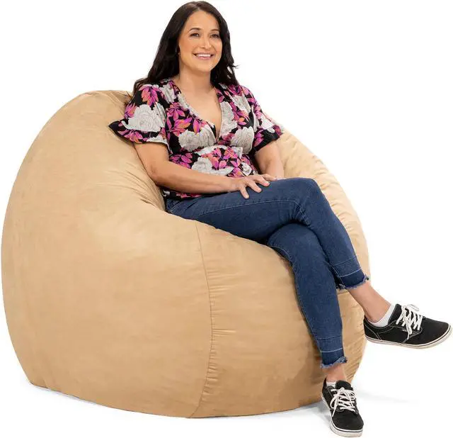 Alt view image 3 of 7 - Jaxx Saxx 5 Foot Large Bean Bag w/ Removable Cover, Camel